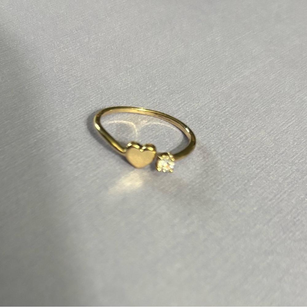 Gold Heart and Faux Diamond Ring - Picture 2 of 3